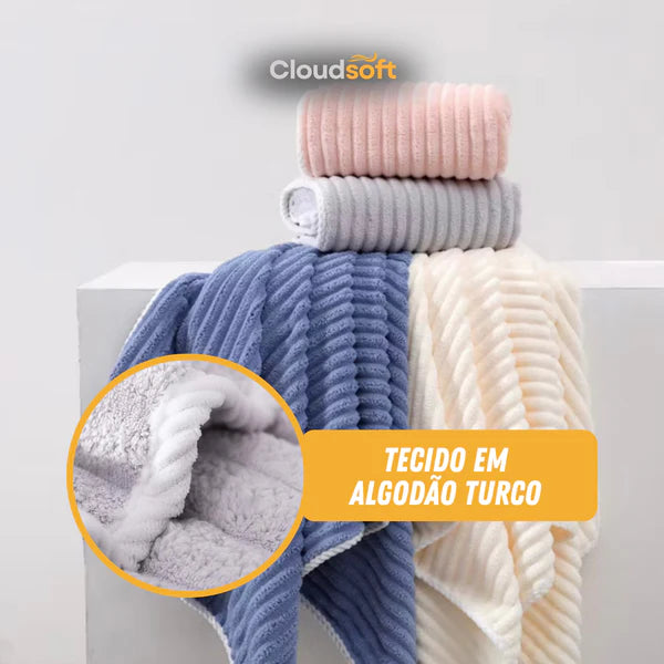 CloudSoft™ – Toalha Premium Algodão Turco | Kit 10 Banhão + 10 Rosto (BRINDE)