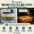 [COMPRE 5 LEVE 10] Kit 10 Potes Herméticos Vidro  Marmita Forno Micro-ondas Airfryer com 4 travas de super vedação