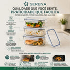 [COMPRE 5 LEVE 10] Kit 10 Potes Herméticos Vidro  Marmita Forno Micro-ondas Airfryer com 4 travas de super vedação