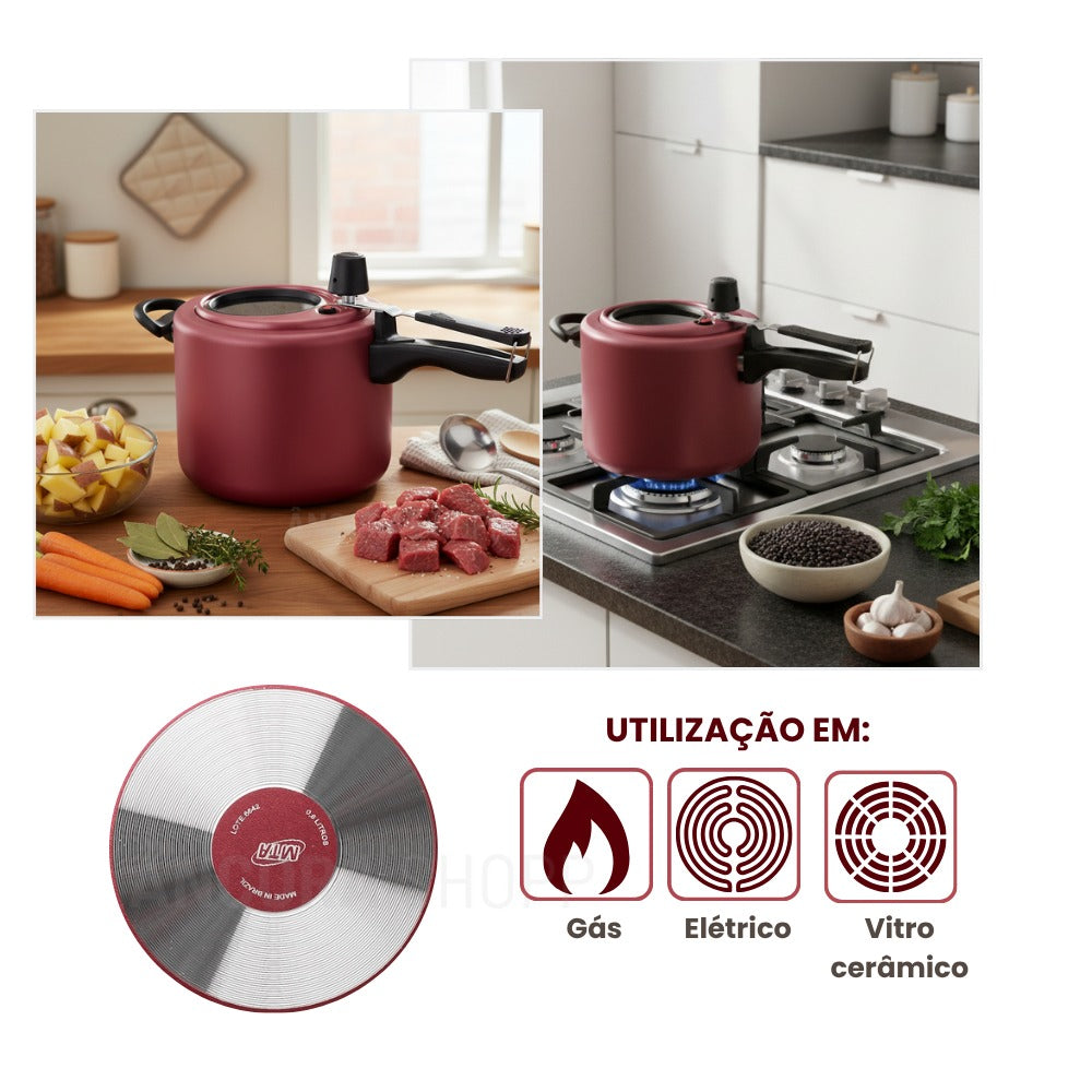 [COMPRE 1 LEVE 3] Panela de Pressão 4,5L Antiaderente Com Visor [Grafite/Cereja/Baunilha]