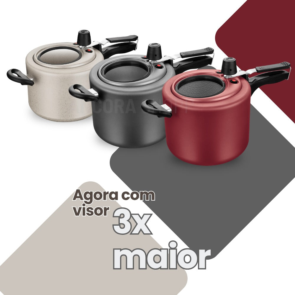 [COMPRE 1 LEVE 3] Panela de Pressão 4,5L Antiaderente Com Visor [Grafite/Cereja/Baunilha]